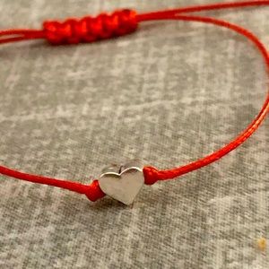 Red string heart bracelet, adjustable.
